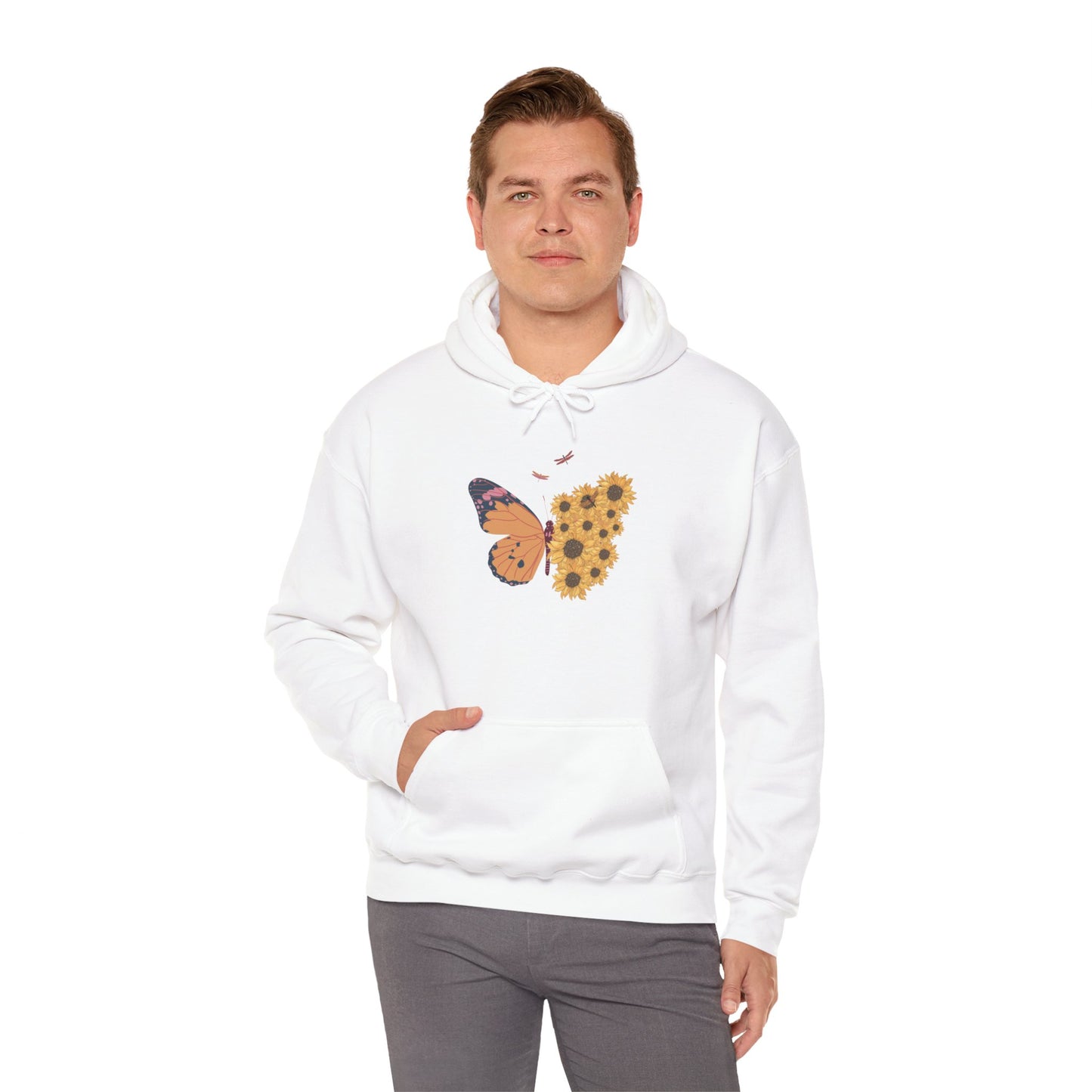 Butterfly & Sunflower Unisex Hoodie – Cozy Spring Design