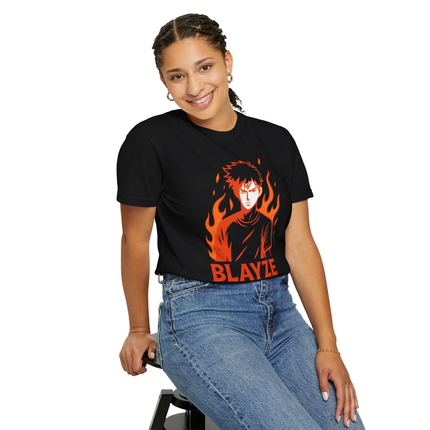 Unisex Blayze Fire Graphic T-Shirt - Cool Casual Wear for Anime Lovers