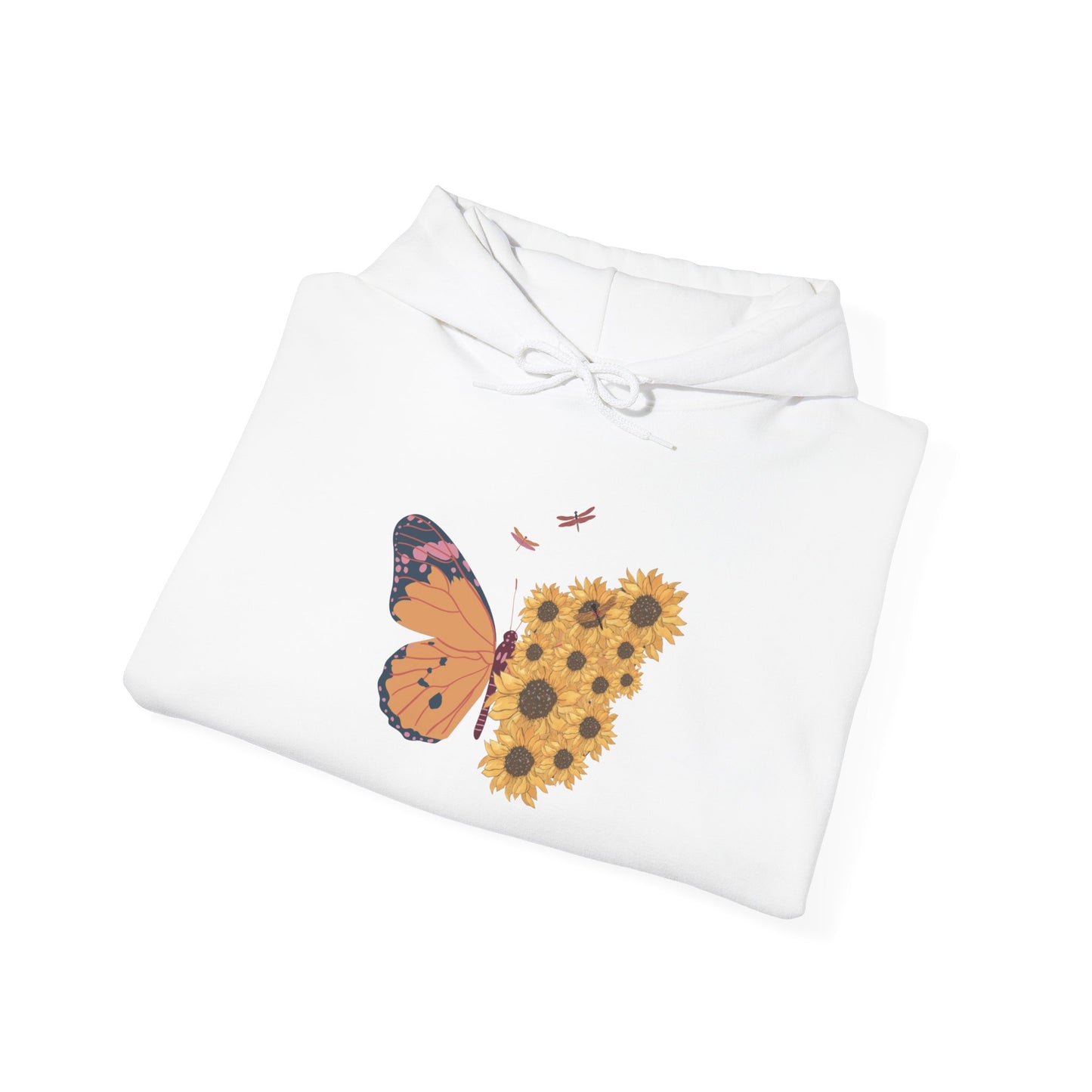 Butterfly & Sunflower Unisex Hoodie – Cozy Spring Design