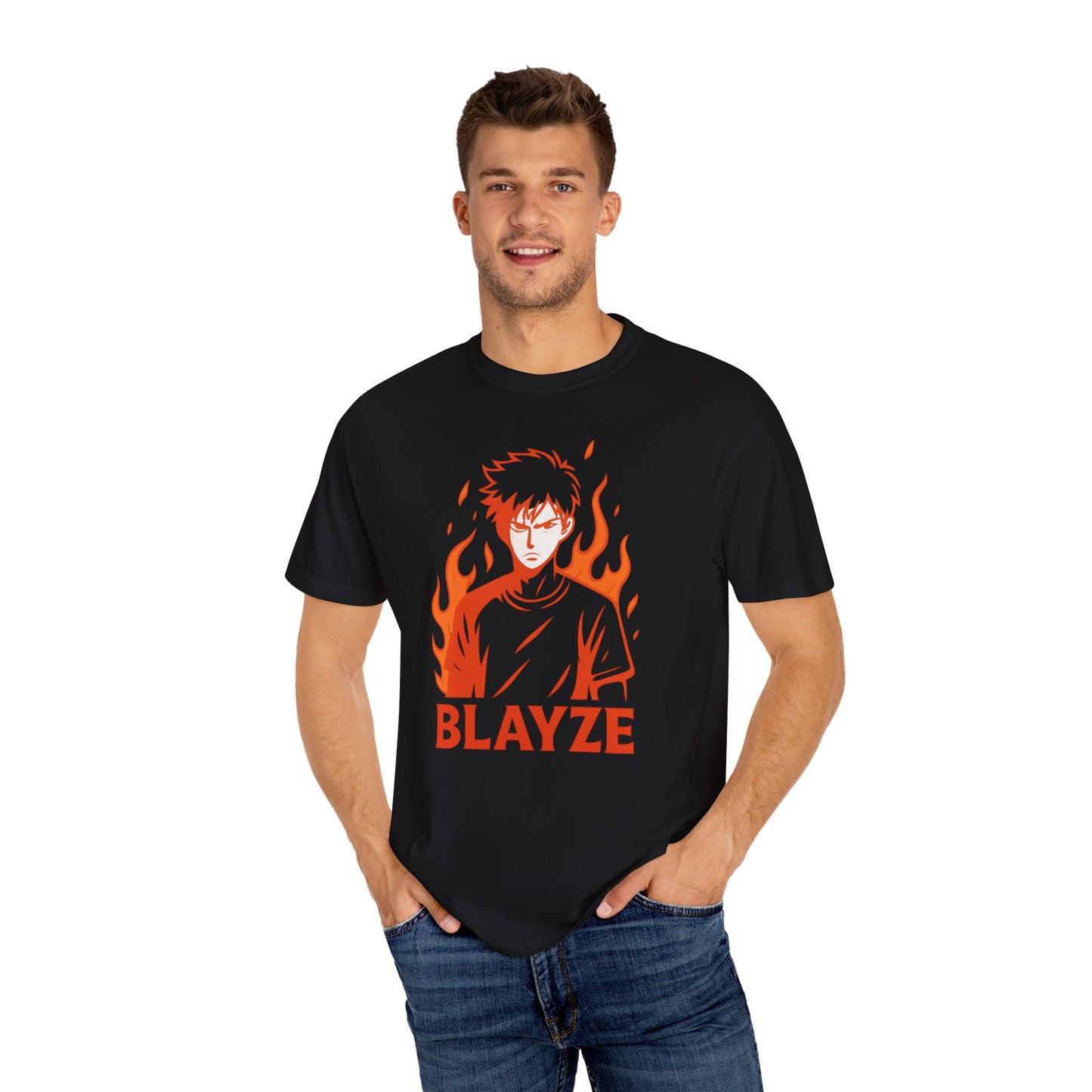 Unisex Blayze Fire Graphic T-Shirt - Cool Casual Wear for Anime Lovers