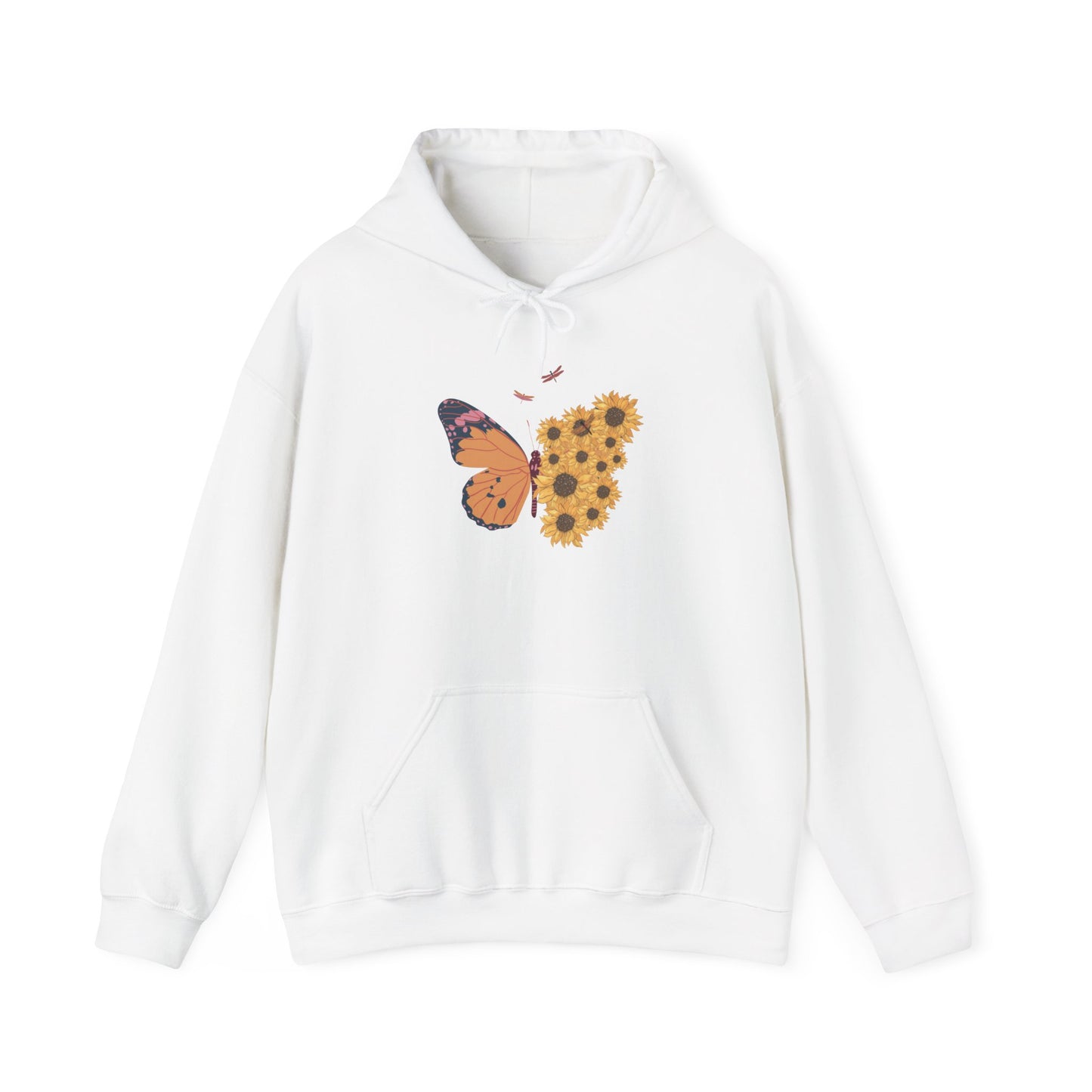 Butterfly & Sunflower Unisex Hoodie – Cozy Spring Design