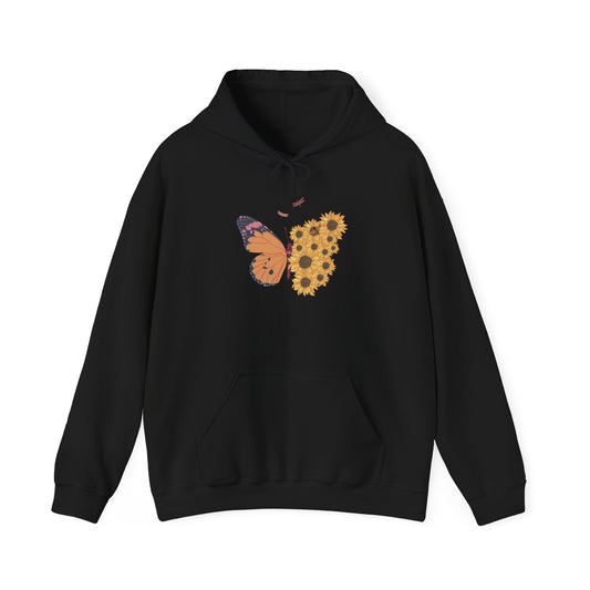 Butterfly & Sunflower Unisex Hoodie – Cozy Spring Design