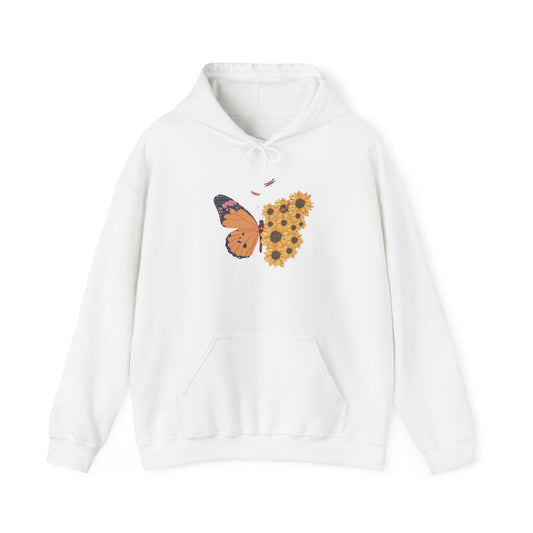 Butterfly & Sunflower Unisex Hoodie – Cozy Spring Design